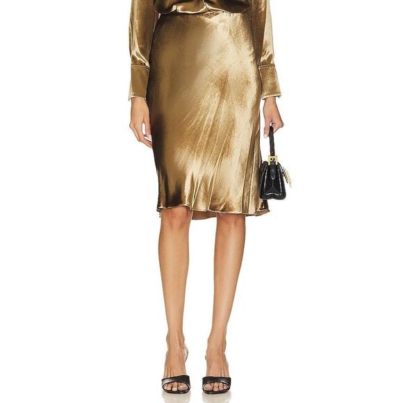 Rails Velvet Slip Skirt in Gold Shadow M - Picture 2 of 4